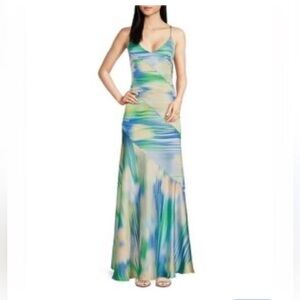 NWT Belle Badgley Mischka Satin Maxi Dress